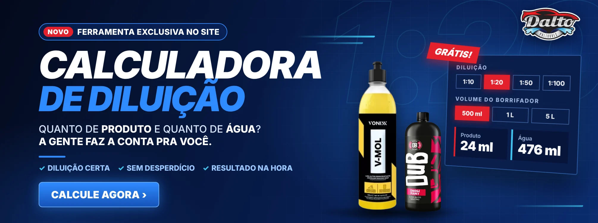 Calculadora de diluição grátis no site: descubra quanto de produto e de água usar